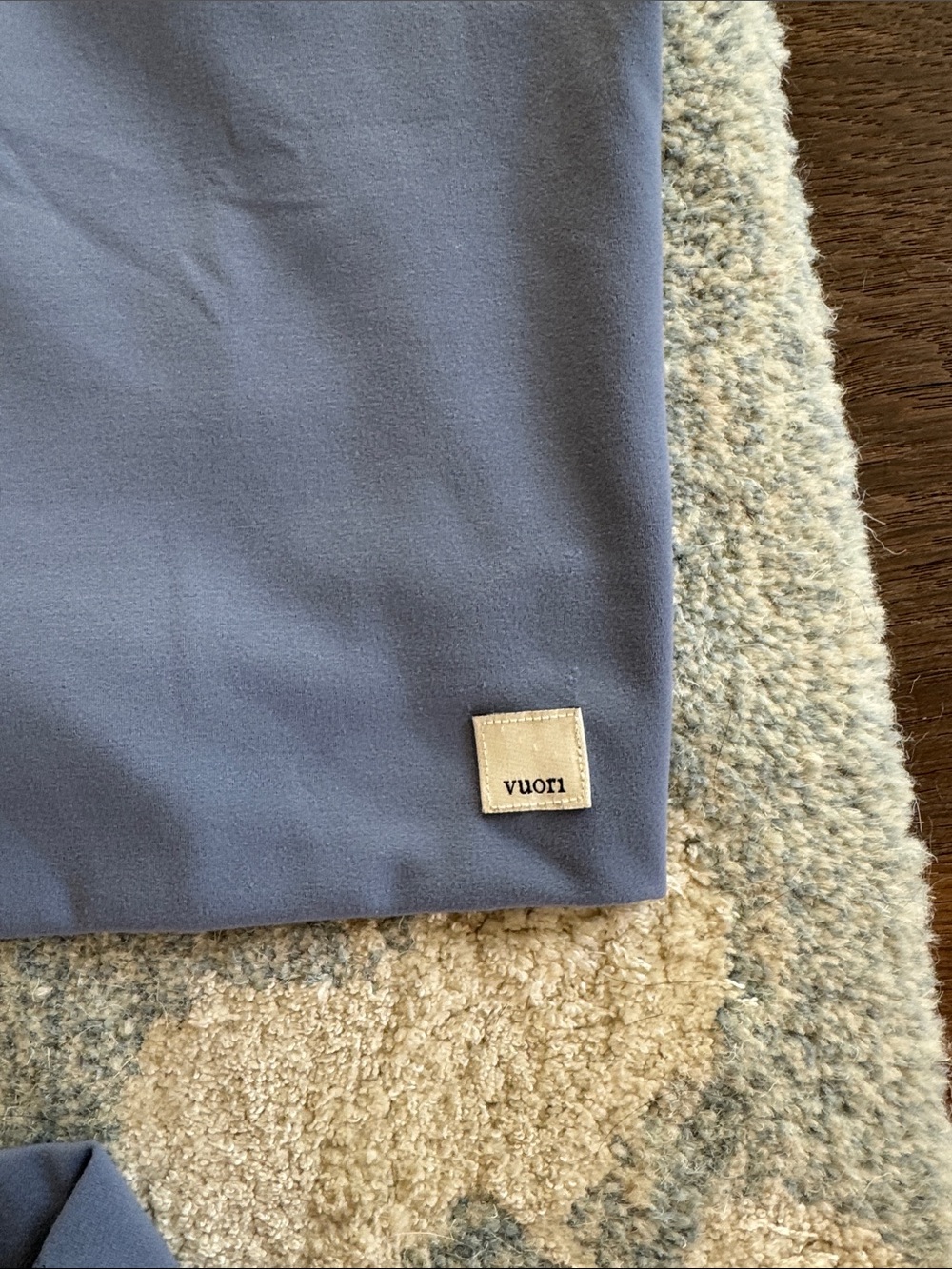 Vuori AllTheFeels Women's Bike Shorts and Sports Bra in Dusty Slate Blue - Picture 3 of 5